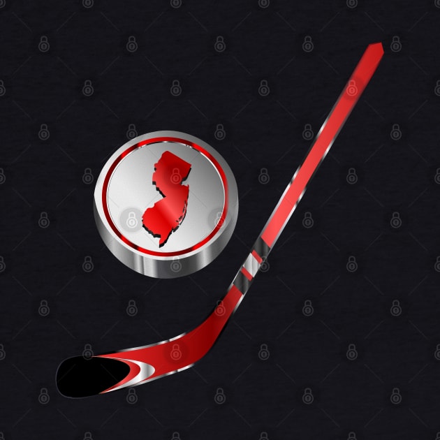 NHL - NJ Red Stick Silver White Red Puck by geodesyn